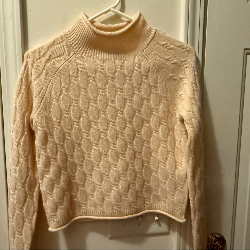 J. Crew Cashmere Rollneck Cable Knit Sweater